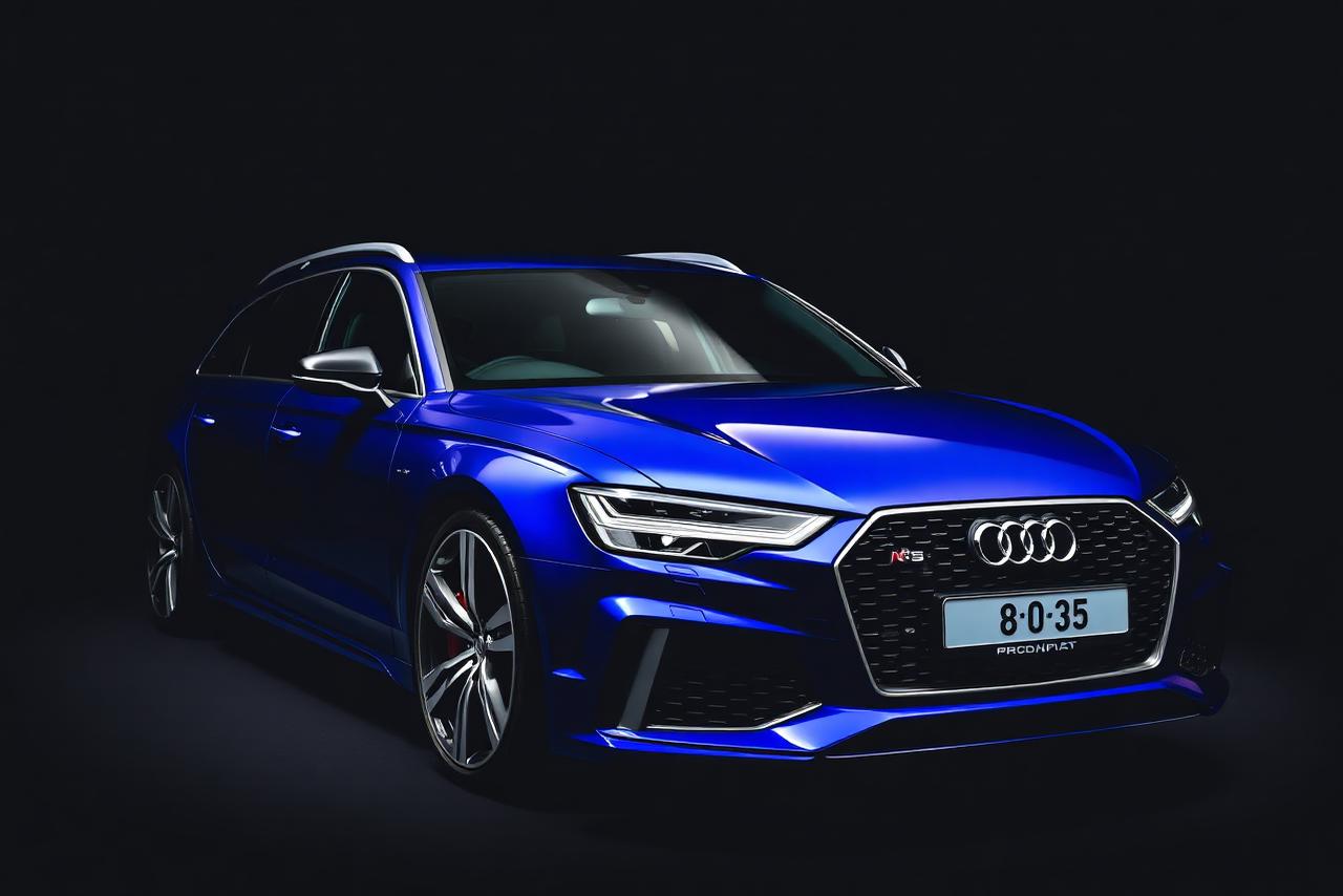 Premium estate car in a dark studio